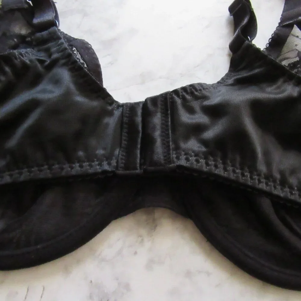 She Curve Bra 36D‎ Black Sheer Underwire Back Closure
